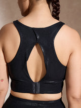 Shop-High Impact Gloss Action Bra With Clasp Shiny Black