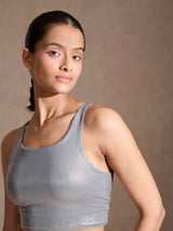 Shop-High Impact Gloss Action Bra With Clasp Shiny Grey