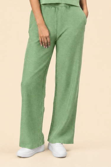 Eucalyptus Reverse Terry Mid-Rise Wide-Leg Pant