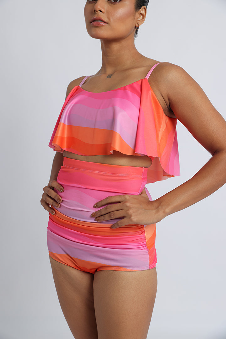 Wave Print – High-Waisted Bikini Set