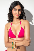 Beads Pink Bikini Top