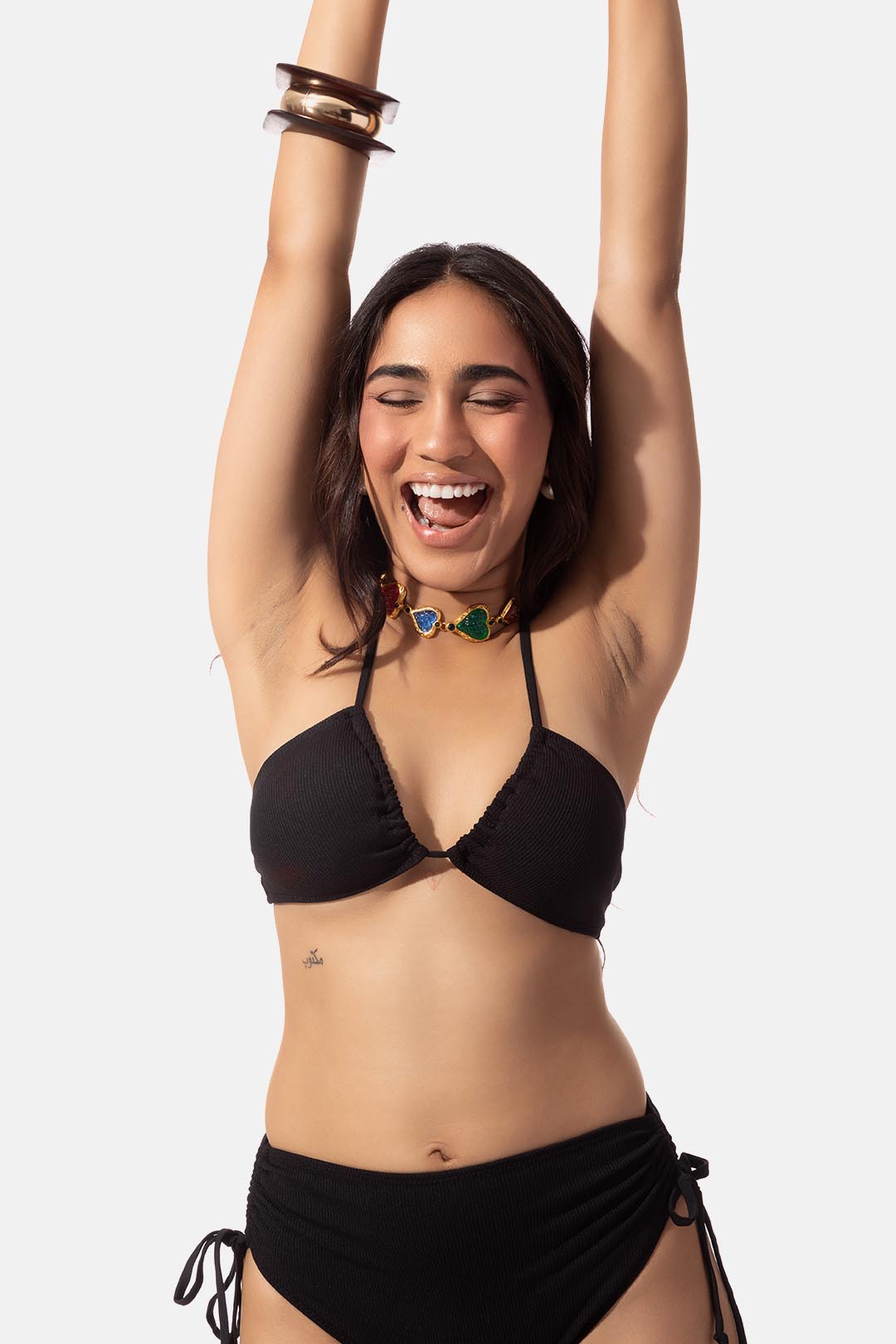 Black Halter Neck Bikini Top