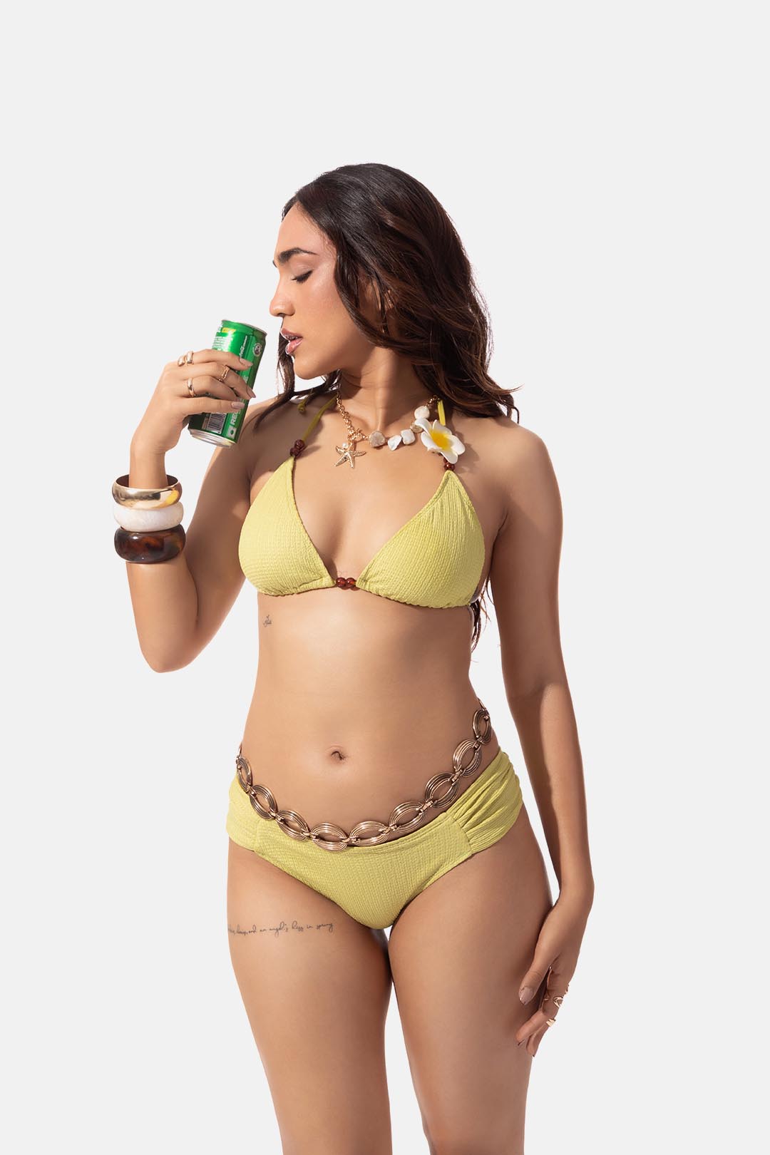 Lime Yellow Triangle Bikini Top