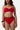 Red Textured High Waist Bikini Bottom