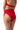 Red Textured High Waist Bikini Bottom