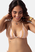 Hand Drawn Stripe Print Triangle Bikini Top