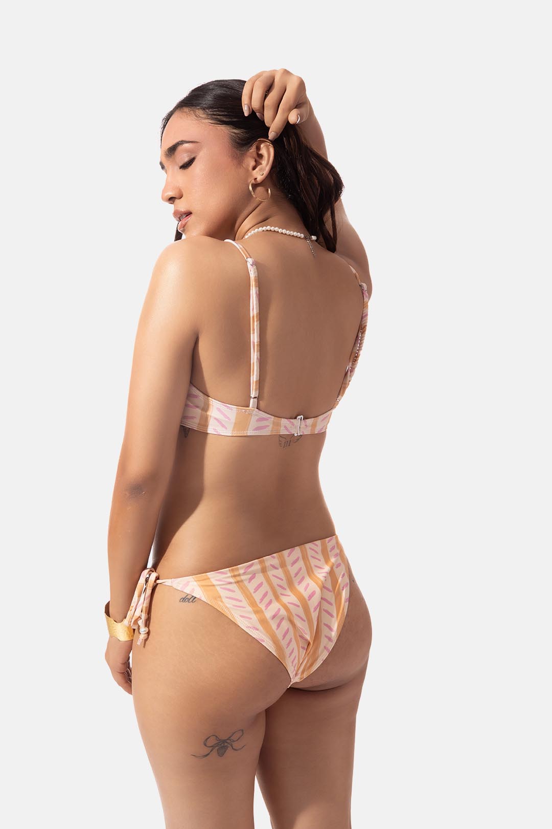 Hand Drawn Stripe Print Underwire Bikini Top