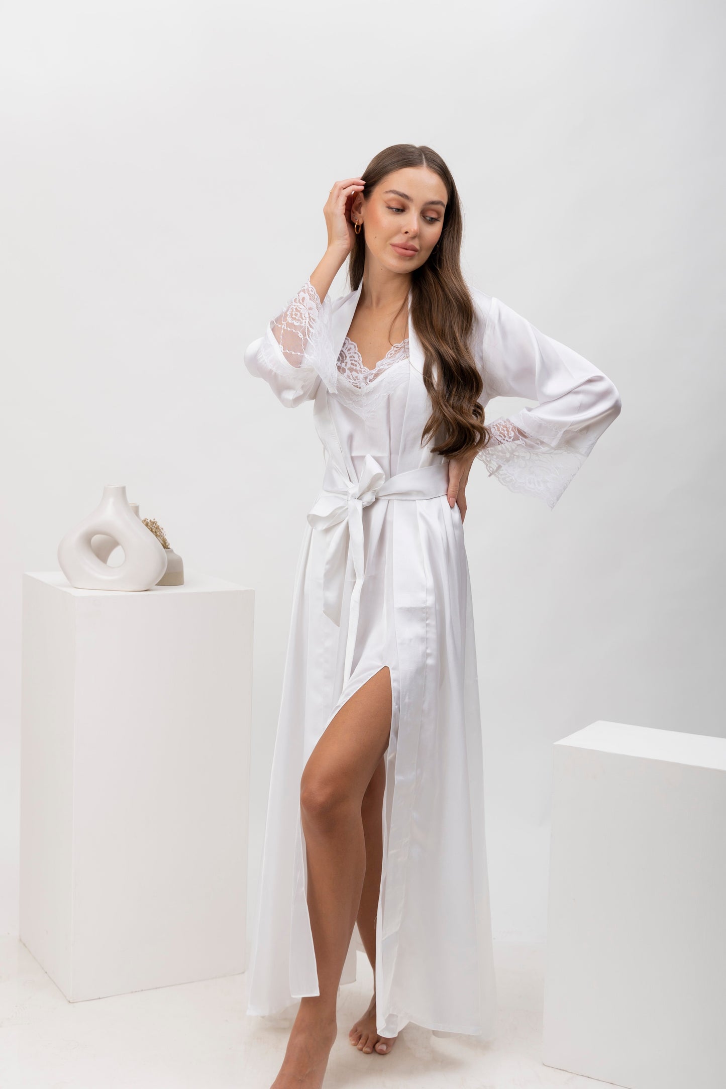 Pure Seduction Full Length Satin Robe Set