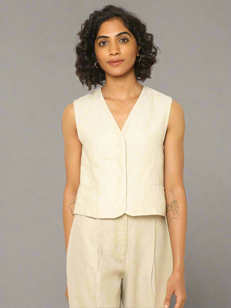 Linen Waistcoat Beige