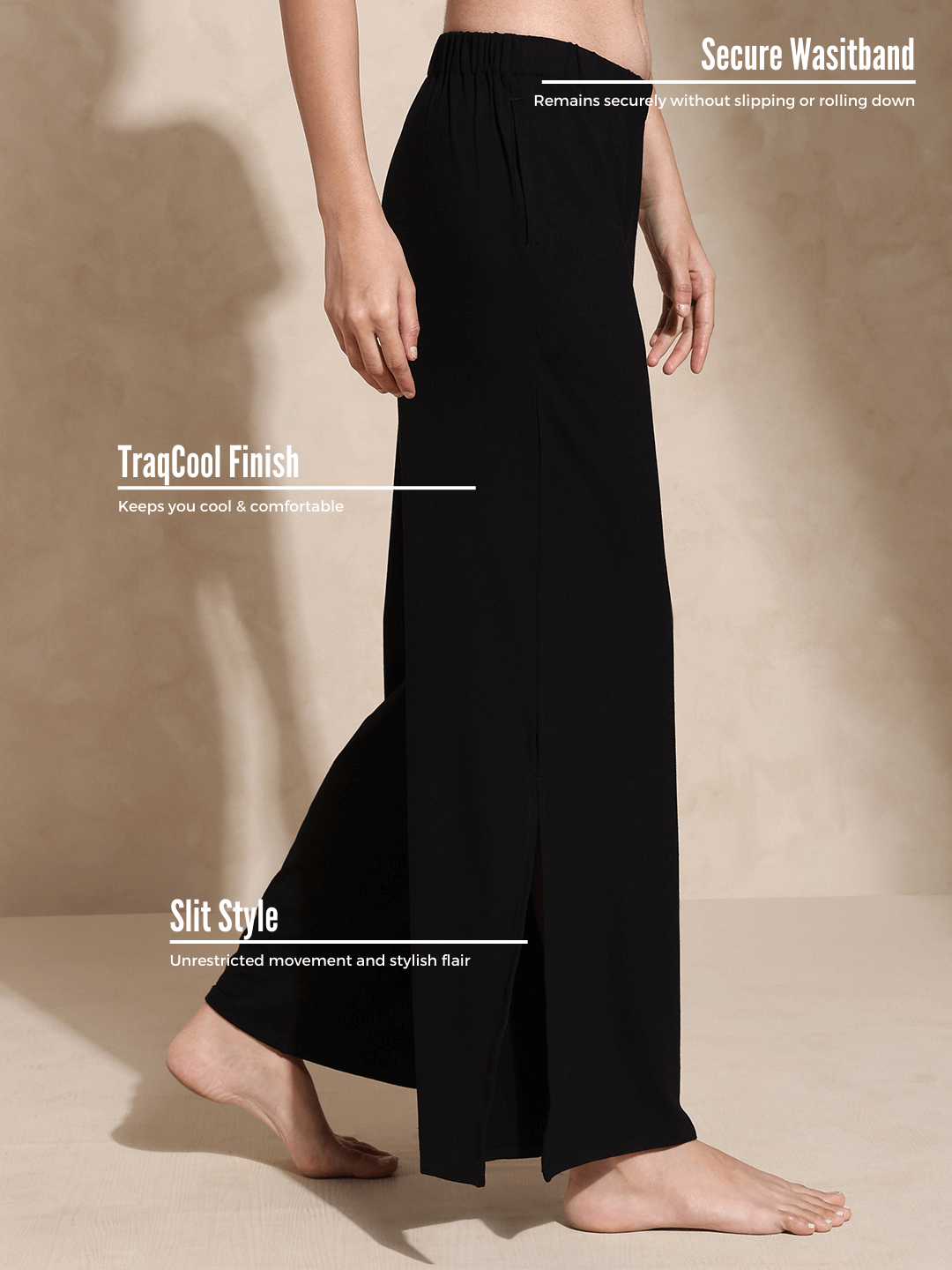 Zen Tee & Lounge Pants With Slit Black