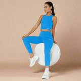 Shop-Electric Blue Cross back Crop Top & 7/8 Leggings