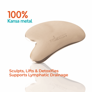 Skinvest Gua Sha tool with text on a white background