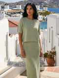Pastel Green Knit Top and Skirt Set