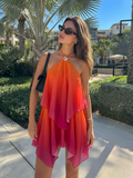 Sunset Ombre Halter Mini Dress