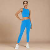 Shop-Electric Blue Cross back Crop Top & 7/8 Leggings