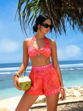 Sangria High Waist Bikini with Shorts Set