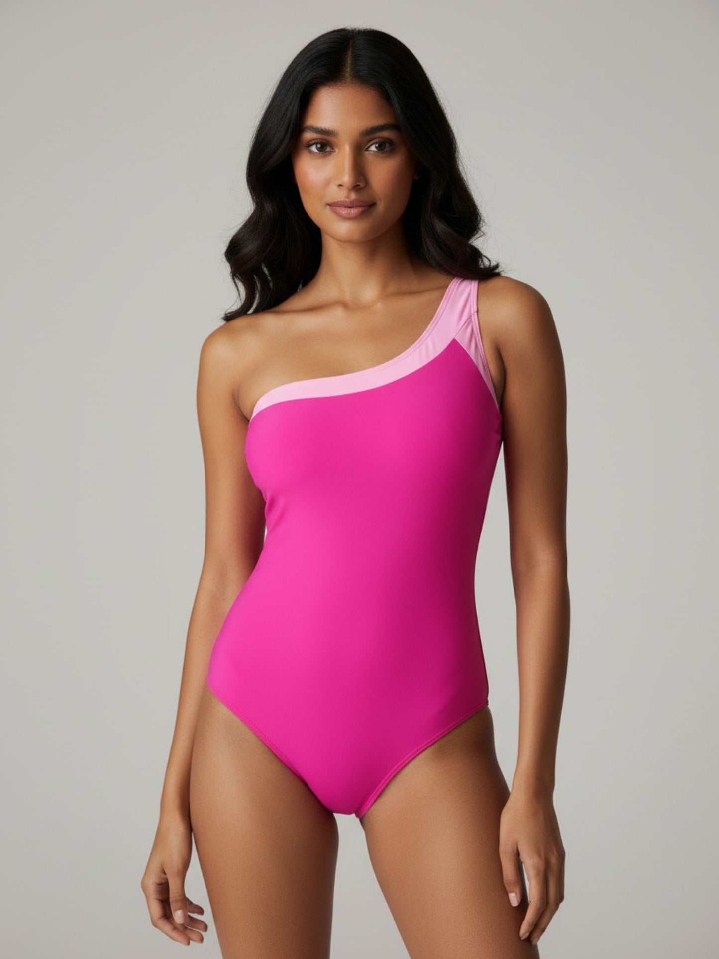 Pink One-Shoulder Swimsuit