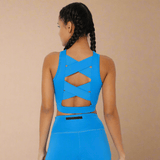 Shop-Electric Blue Cross back Crop Top & 7/8 Leggings