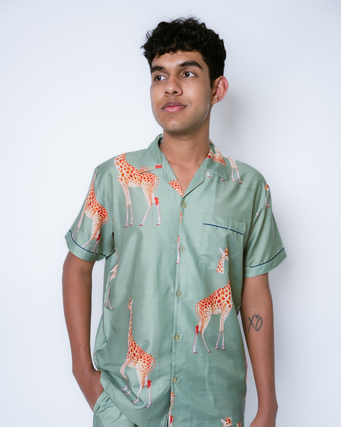 Giraffe Print - Green Men Pajama Set
