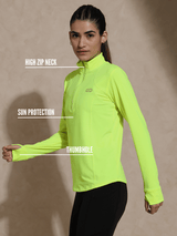 Shop-Women's Ath Runner Zip Neck Safety Yellow