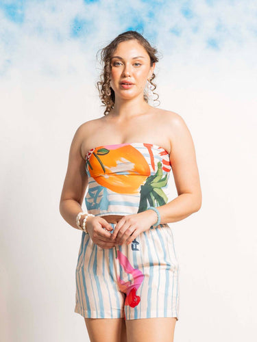 Tooti Frooti Off-White & Blue Co-ord Set by AOBA