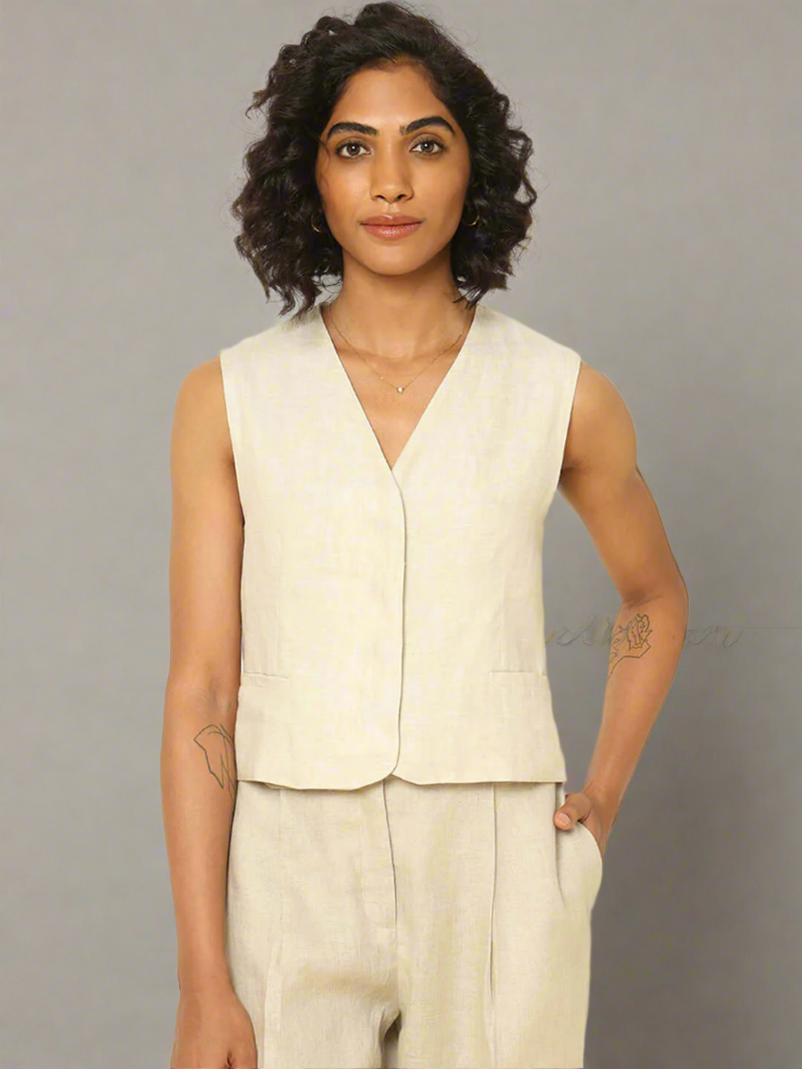 Linen Waistcoat Beige