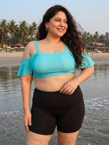 Cyan Frill Shorts Set (2 Pcs)