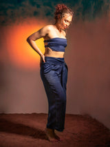 Women Blue solid Beachwear Co - ord Set - AOBABEACHWEAR
