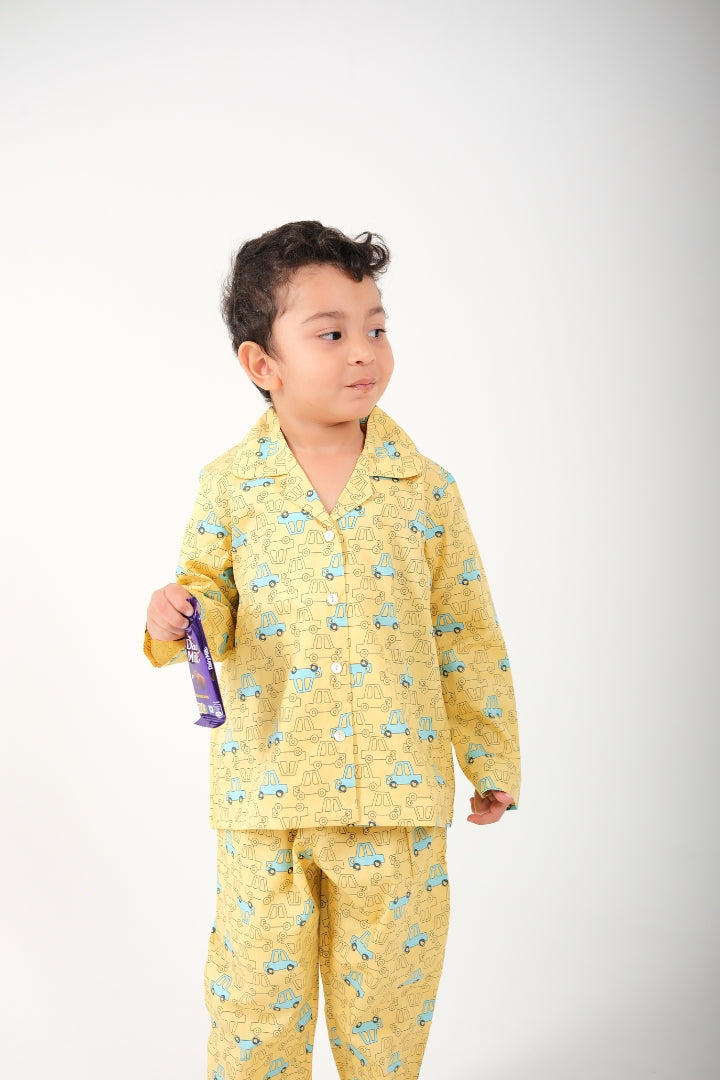 Zoom Zoom – Unisex Cotton Car Print Night Suit