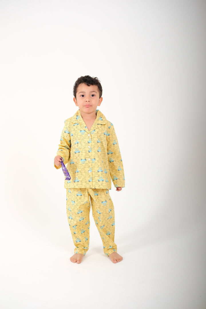 Zoom Zoom – Unisex Cotton Car Print Night Suit