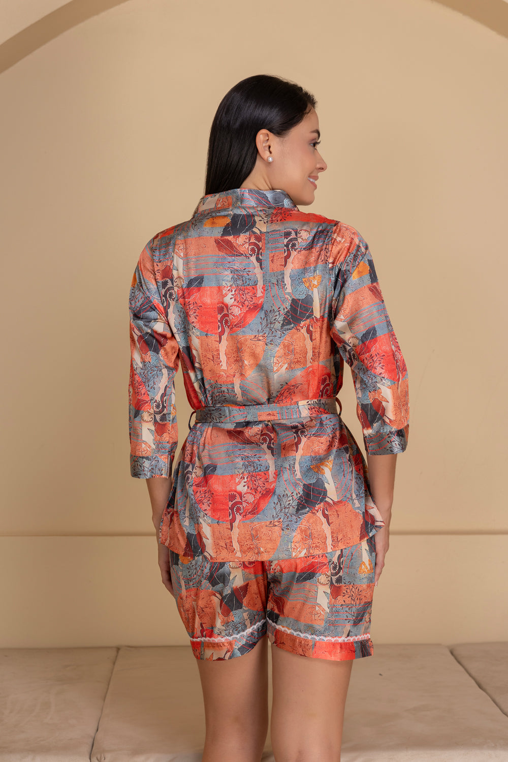 Satin Printed Short Lounger Set