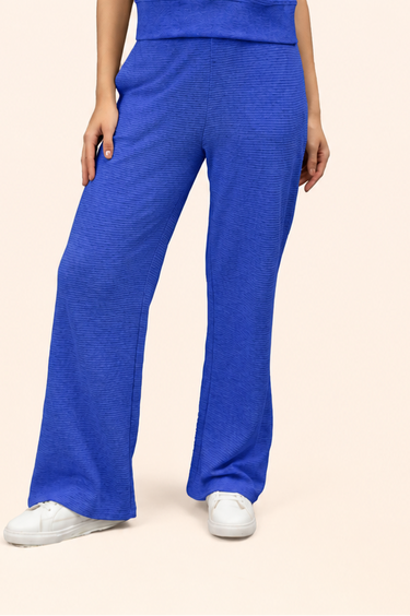 Luminous Blue Ottoman High-Rise Wide-Leg Pant