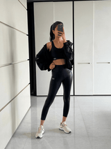 Shop-Gloss Bra & Ath Track Leggings Shiny Black