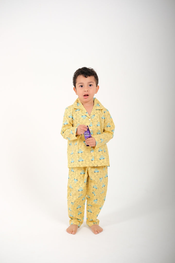 Zoom Zoom – Unisex Cotton Car Print Night Suit