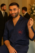 Navy Customised Pj Cotton Party Pj Set
