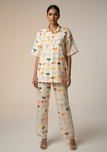 Playful Cherry Print-Cotton Night Suit