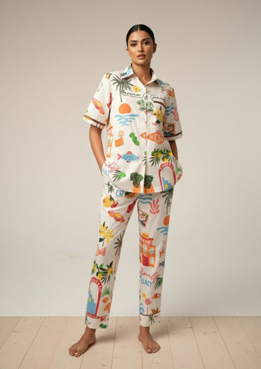 Amalfi Dreams Printed-Night Suit
