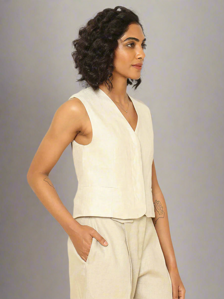 Linen Waistcoat Beige