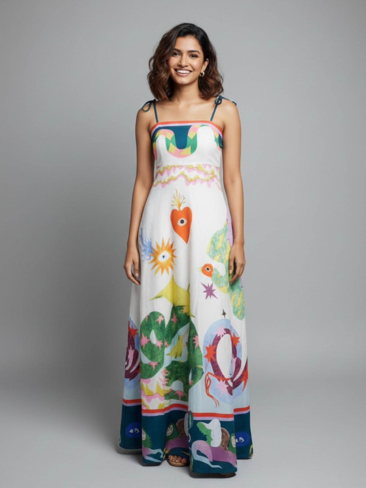 Floral Blue and White Maxi Sundress