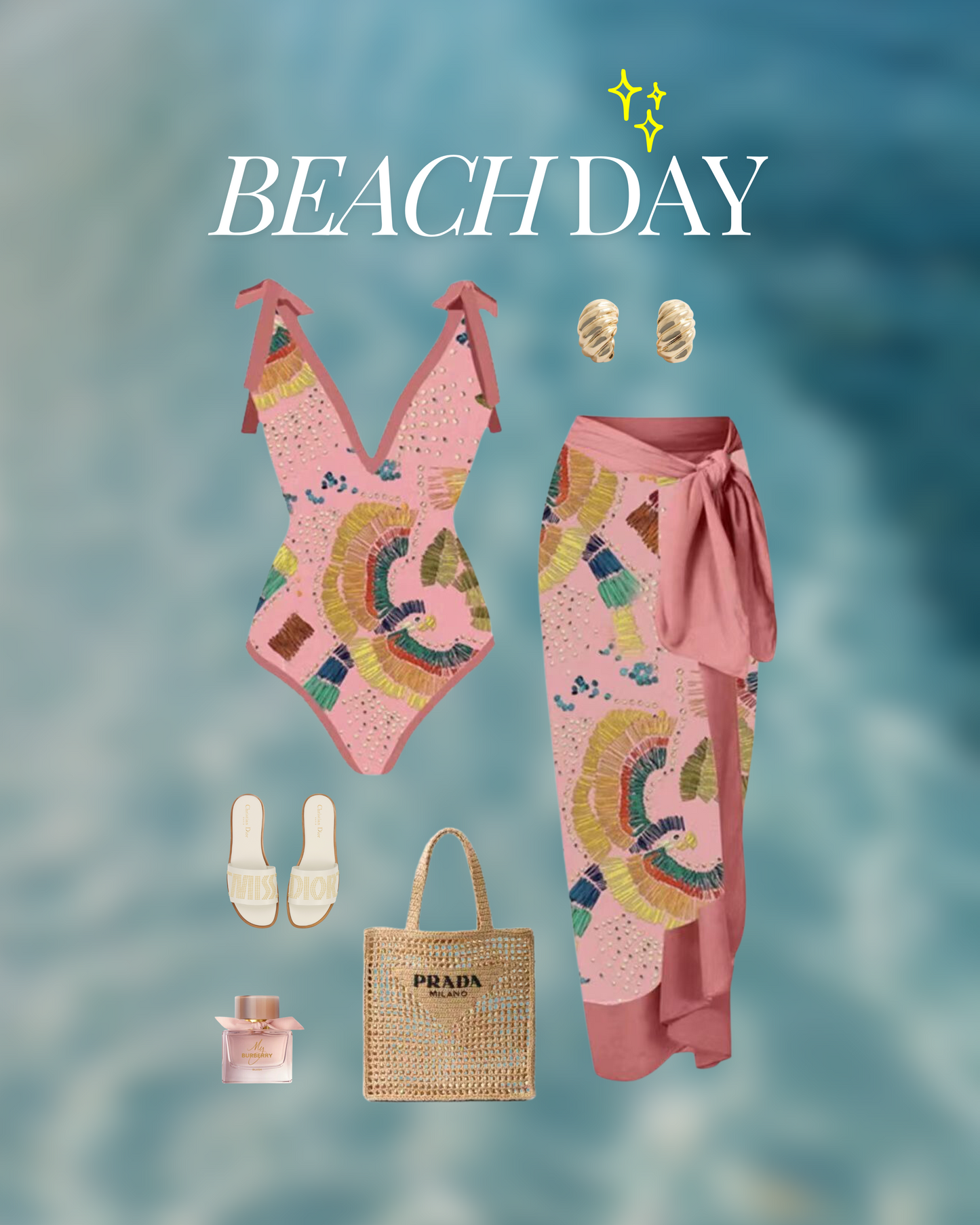 Abstract Blush Swimsuit & Sarong