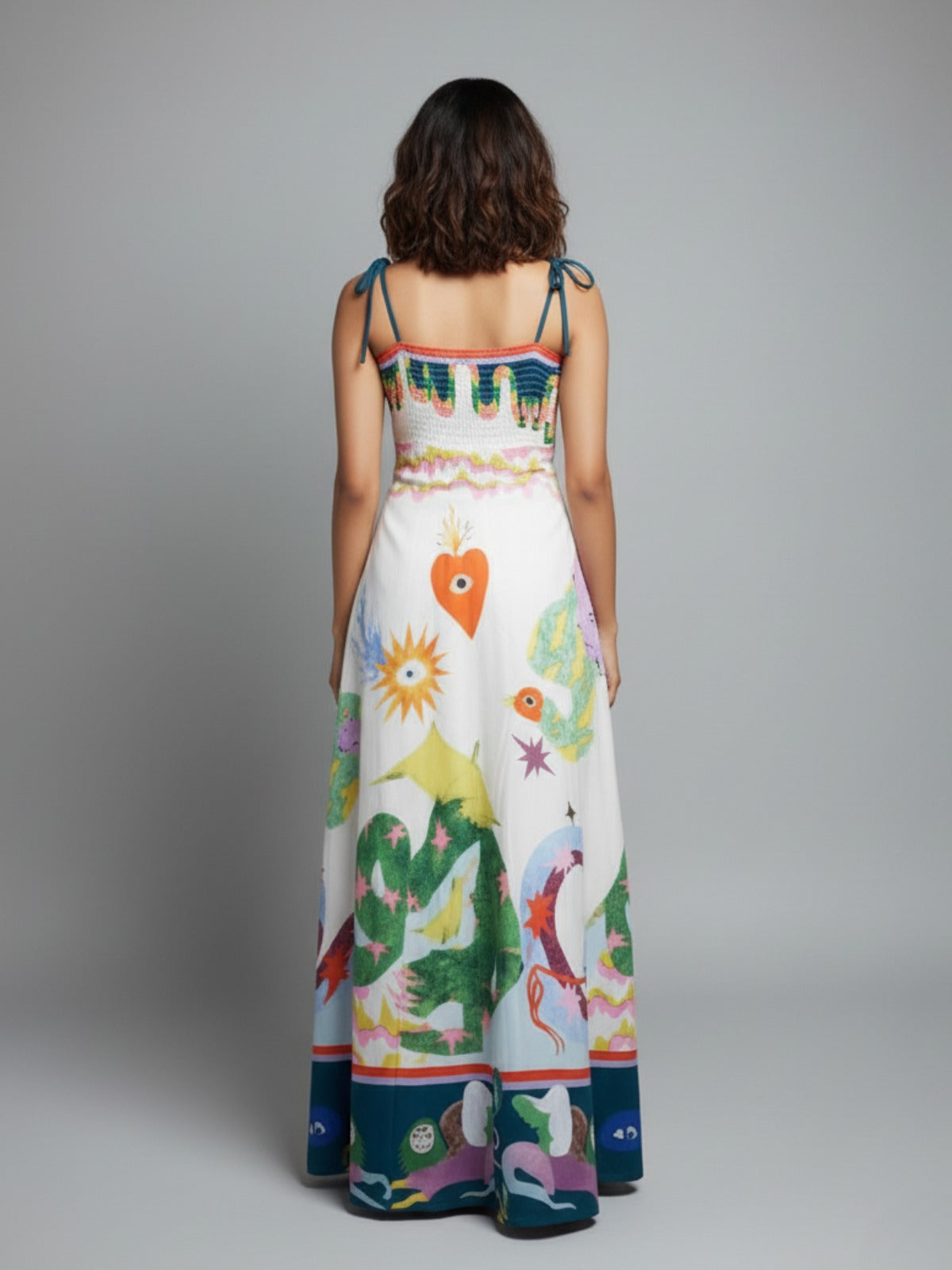 Floral Blue and White Maxi Sundress