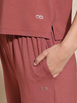Shop-Serene Yoga Pants with Slit Marsala