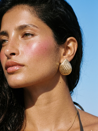 Chunky Ridged Gold Drop Earrings