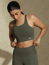 Terra olive high impact sports bra and luna sculpt leggings - Earthy tones activewear for Valentine's gift guide