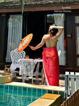 Aahnaa Sharma in Monokini Sarong Swimsuit Set