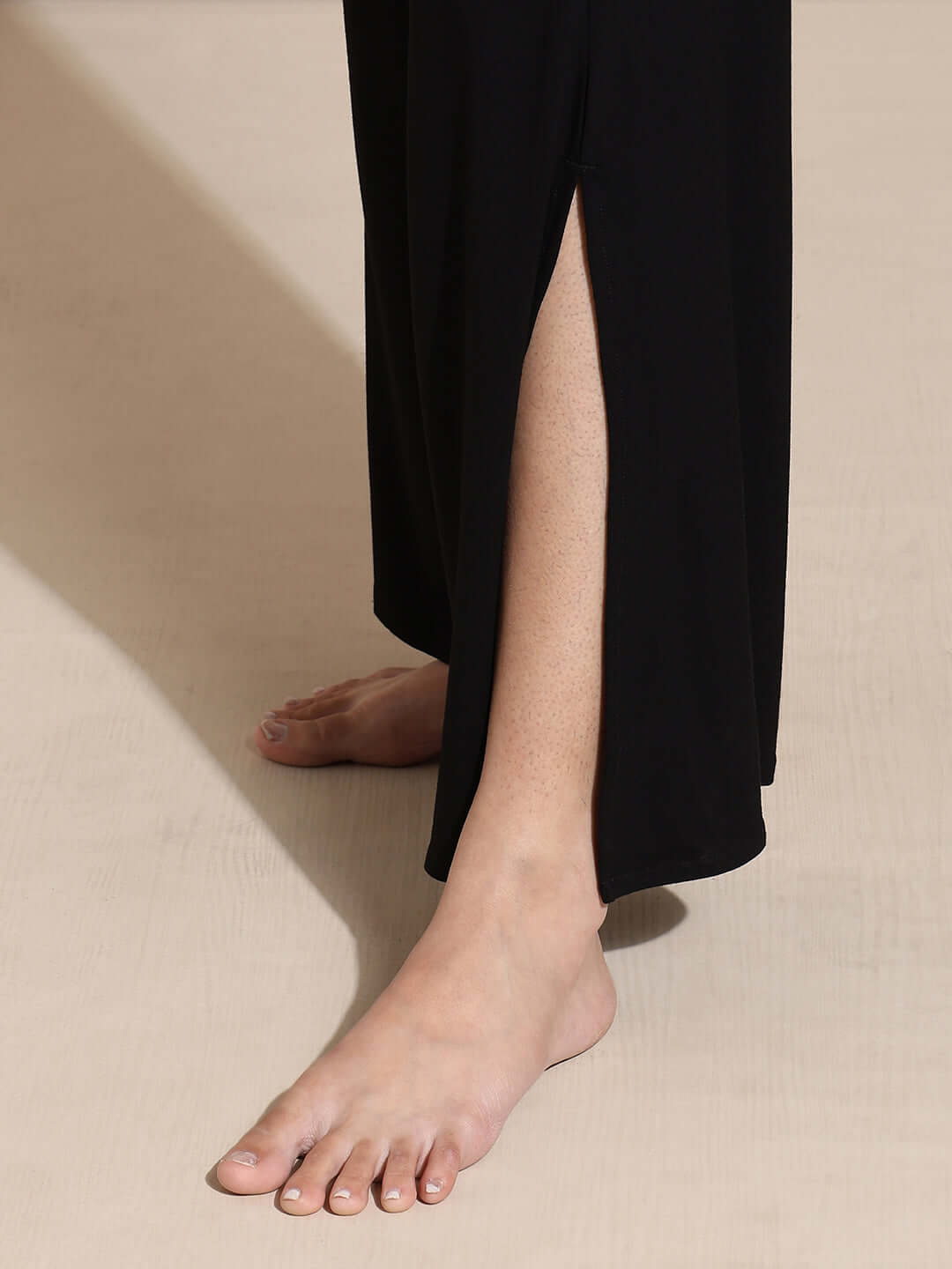 Zen Tee & Lounge Pants With Slit Black