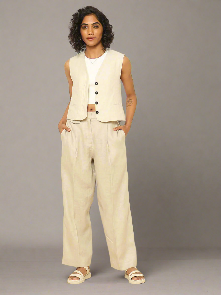 Linen Waistcoat Beige