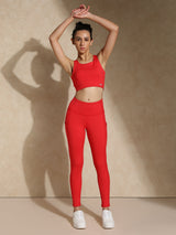 Valentine's special red high-impact action bra and luna sculpt leggings - Romantic gym wear gift for wife