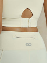 Shop-Keyhole Back Crop Top with Clasp Ecru