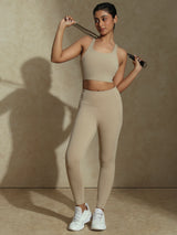 Shop-High Impact Action Bra With Clasp Almond Beige